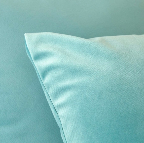 Aqua Green Decorative Velvet Pillow Cover- 22×22" - Picture 2 of 4